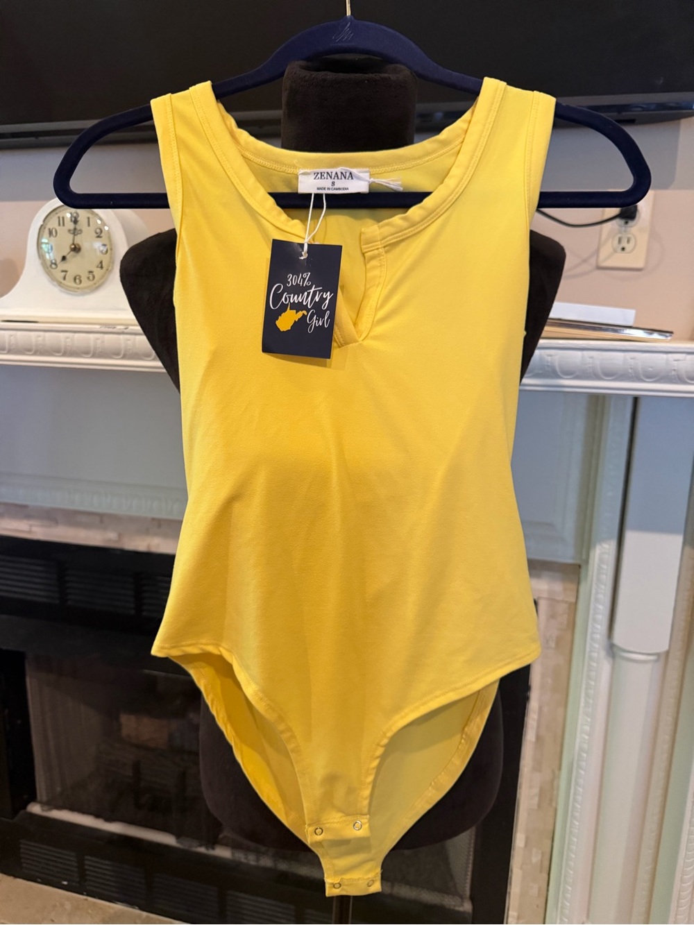 Zenana Outfitters Yellow Sleeveless Bodysuit